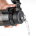 Fanhaw 32 oz Clear Water Bottle with Fast-Flow Spout Lid, BPA-Free Tritan, Wide Mouth, Leakproof, Reusable Bottle for Gym, School, Office, Travel (Black)