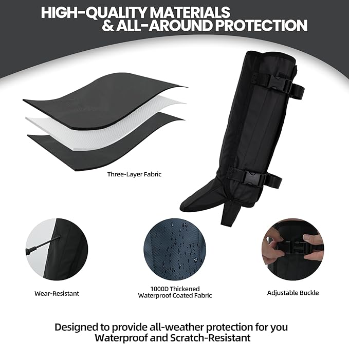 Leg Gaiters- Leg Guards and Boot Gaiter for Men & Women, with 1000D Wear Resistantand Snowproof and Waterproof Leg Protectors, Gaiters for Hiking and Hunting