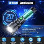 Hoxida Flashlights High Lumens Rechargeable - 2000 Lumens Long Beam Super Bright LED Flash Light with Power Display & IPX5 Waterproof for Camping, 20H Runtime,5 Modes,Zoomable Handheld Flashlight