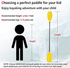 Kayak Paddles for Kid with Aluminum Shaft and PP Blade, Floating Kayaking Oars for Youth and Junior, Adjustable 163-183cm/64-72 Inches