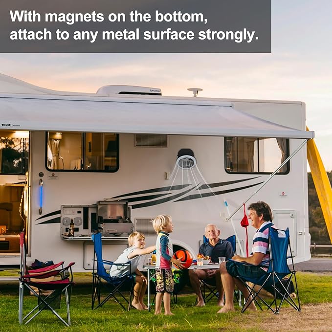 Portable Travel Fan Light, Rechargeable 12000mAh Camping Light, with Carring Bag, Silent Max 24 Hours Endurance, 2000LM 3 Lights Modes 2700K/4000K/6500K, for Vacation Outdoor Tent Light Camping