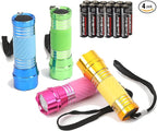 EverBrite 4-Pack Mini LED Aluminum Flashlight Party Favors Colors Assorted for Hurricane Supplies with Handle Glow in Dark