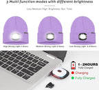 ATNKE LED Lighted Beanie Hat,USB Rechargeable 4 LED Running Headlamp Bright Cap with The Light Gifts for Men and Women