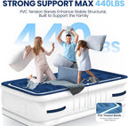 KINGJERRY Twin Air Mattress with Built in Pump and 4 Portable Handles, 18" Raised Comfort Blow Up Mattress for Guests, 440lb Support Air Bed with Carry Bags, Heavy Duty Inflatable Bed for Home&Camping