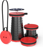 ALEVMOOM Telescoping Stool with Cushion, Portable Collapsible More Sturdy Capacity 440Ib, Retractable Collapsible Camping Adjustable Folding Stool for Hiking Garden BBQ