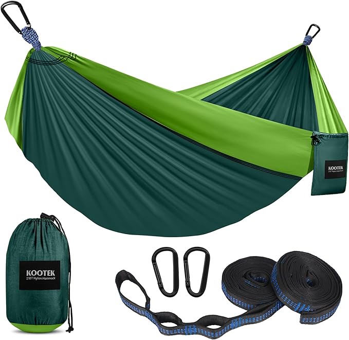 Kootek Camping Hammock, Portable Hammocks with Tree Straps & Attached Carry Bag, Camping Essentials Gear, Perfect for Outside Indoor Hiking Beach Backpack Travel