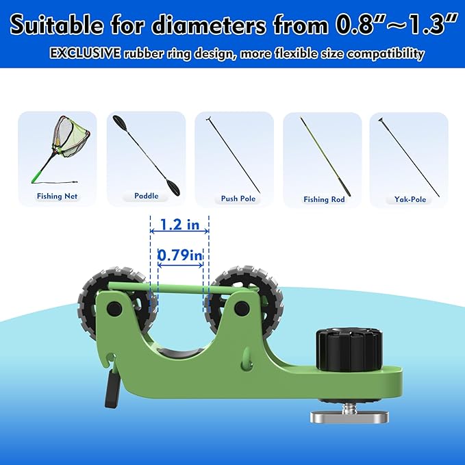 1006 2 PCS Adjustable Kayak Paddle Holder Track Mount Fits Various Shaft Diameters –Universal Rail Mount for Paddle, Fishing Rod, Net – Kayak Accessories for Fishing & Touring