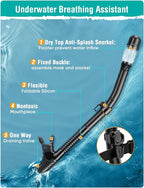 Snorkel Set Adults Snorkeling Gear Anti-Fog Panoramic View Swim Mask Dry Top Snorkel Kit with Carry Bag for Snorkeling Scuba Diving Swimming Travel