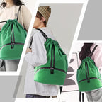 Hoedia Sports Drawstring Backpack - String Swim Gym Bag with Shoes Compartment and Wet Proof Pocket for Women/Men (Dark Green)