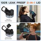 Insulated Water Bottle 64 oz, Half Gallon Water Jug Cold 48H, BPA Free Stainless Steel Bottles with Straw/Chug 2-in-1 Lid, Bag, Paracord Handle, Silicone Boot, Sports Gym School Metal Flask