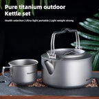 Camping Kettle Titanium Camp Tea Coffee Pot Portable Lightweight Tea Kettle Teapot Fast Heating Campfire Kettle for Stove Top, Boiling Water, Outdoor, Hiking, Camping, Picnic, Traveling
