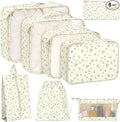 KPX 8 Set Packing Cubes for Travel, Luggage Packing Organizers Accessories Large Toiletries Bag for Clothes Shoes Cosmetics (8Set-Gray Flower)