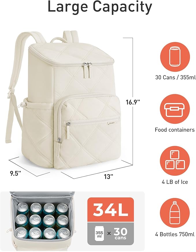 TOURIT Insulated Backpack Cooler: 30 Cans Waterproof Leakproof Soft Cooler Bag Beach Travel Picnic Camping