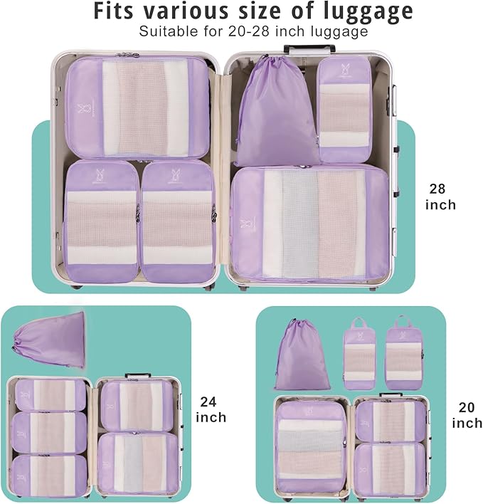 Expandable Compression Packing Cubes for Suitcases,6 Set Lightweight Compressible Travel Packing Organizer for Carry on Suitcase,Organizer Bags Set as Travel Essentials for Women