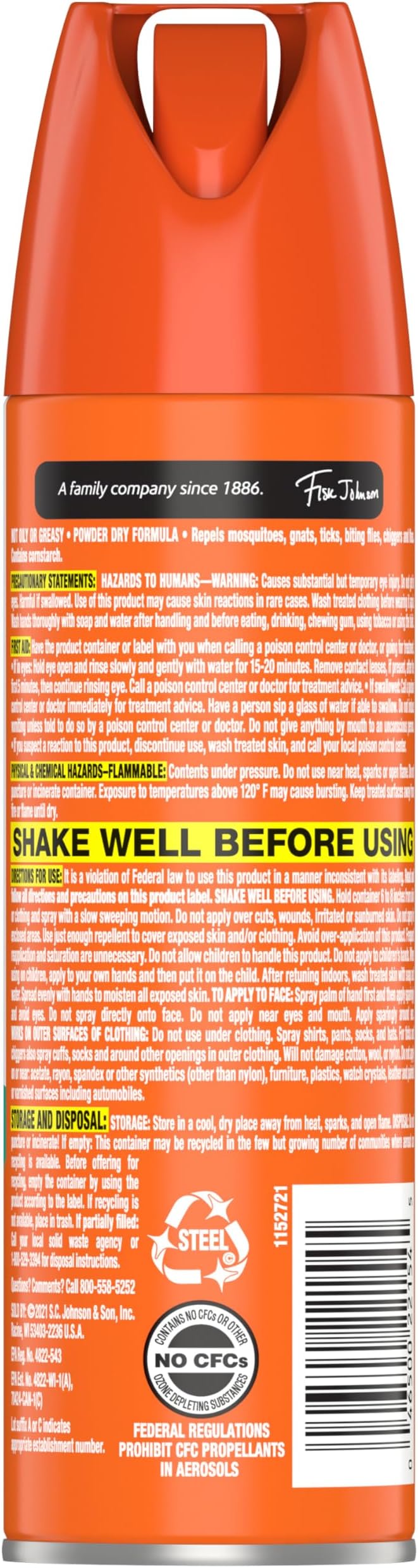 OFF! FamilyCare Insect & Mosquito Repellent Aerosol, Smooth and Dry Formula Bug Spray, Provides up to 6 Hours of Protection, 4 oz