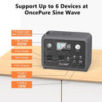 Portable Power Station 300W (Peak 600W), ALLWEI 256Wh Solar Generator with 60W USB-C PD Output, 110V Pure Sine Wave AC Outlet Backup LiFePO4 Battery for Outdoors Camping Travel Home Blackout