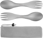 2 in 1 Titanium Spoon and Fork Combo Backpacking Utensils Lightweight Eco-Friendly Spork for Camping Backpacking Hiking Travel etc (2 Pack)