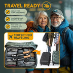 Premium Foldable Hiking Poles by USA Brand - Adjustable, Lightweight Trekking Poles Made of Aircraft Aluminum, Metal Flip Locks & Comfortable Real Cork and EVA Foam Grips