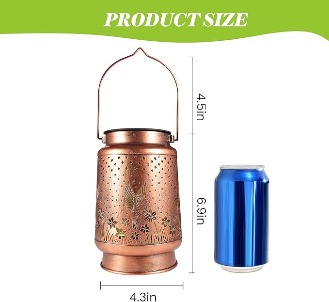 2Pcs Hummingbird Solar Lantern, Outdoor Yard Decorations Lamp Waterproof Metal Garden Patio Decor Hanging Lights for Birthday Mothers Day Women Mom Grandma Sister Friend Daughter Christma Gift Idea