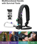 64 oz Insulated Water Bottle,Half Gallon Water Flask Stainless Steel Vacuum, Cold for 48 Hrs,BPA-Free & Leakproof -with Paracord Handle, Strap,Straw Spout Lids,Large Jug for Gym,Grey