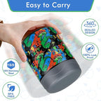 12oz Soup Thermo for Hot Food Kids Insulated Food Jar Wide Mouth Lunch Container Leak Proof Stainless Steel Vacuum Bento Box for School Office Travel Outdoors Black-Dinosaur