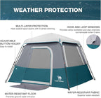 Camping Tents 4/6 Person Pop Up Instant Tent - Setup in 60s for Family Camping, Windproof Design, Family Cabin Tent with Rainfly & Backpack Carry Bag