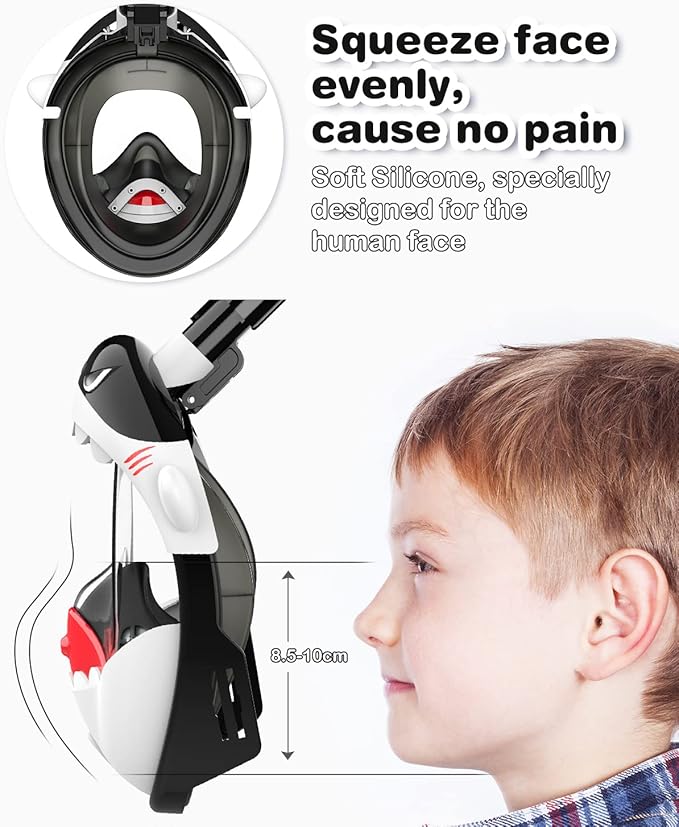 Kids Snorkel Mask, Full Face Snorkel Mask for Kids 4-16, Foldable Snorkeling Gear for Kids Snorkeling Set for Swimming Pool Toys, Dry Top, Anti-Leak/Anti-Fog /180° HD View/Portable Bag