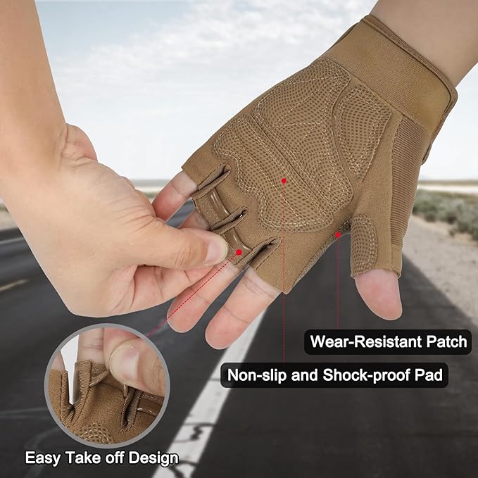 FIORETTO Fingerless Gloves for Airsoft Shooting Half Finger Hunting Hiking Cycling Driving Motorcycle Climbing Work Gloves M210603