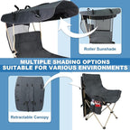 Folding Camping Chairs Canopy Outdoor: Sports Portable Beach Chair with Canopy-Lawn Beach Chairs with Umbrella for Adults-Camping Chair with Shade for Fishing Camp Heavy Duty (Regular, Grey)