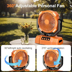 20000mAh Camping Fan with LED Lantern, 360° Oscillation, Remote Control, 4 Speed & Timer, Rechargeable Battery Powered Fan for Tent, Outdoor, Travel, Hurricane, Emergency, Power Outage(Orange)