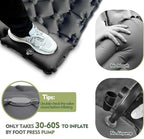 Camping Sleeping Pad, Ultralight Camping Mat with Pillow Built-in Foot Pump Inflatable Sleeping Pads Compact for Camping Backpacking Hiking Traveling Tent (Grey, Single)