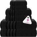 CASA COPENHAGEN Zero Twist 6Pcs 100% Egyptian Cotton Large Designer Towels Gift Set- Dark Black, 600 GSM, 2Bath 2Hand 2Washcloths, Bath Towels for Bathroom Set for Women & Men