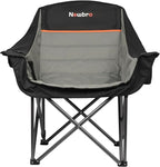 Oversized Camping Chair with Cooler Bag, XL Fully Padded Folding Portable Camping Chairs for Adults, Big Heavy Duty Outdoor Patio Lawn Chair with Arm Cup Holder Supports 450lbs
