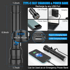 LED Magnetic Flashlight High Lumens Rechargeable, Super Bright Small Tactical Flashlights with COB Work Light, Type C, Zoomable, 7 Modes, IPX7 Waterproof Handheld Flash Light for Camping