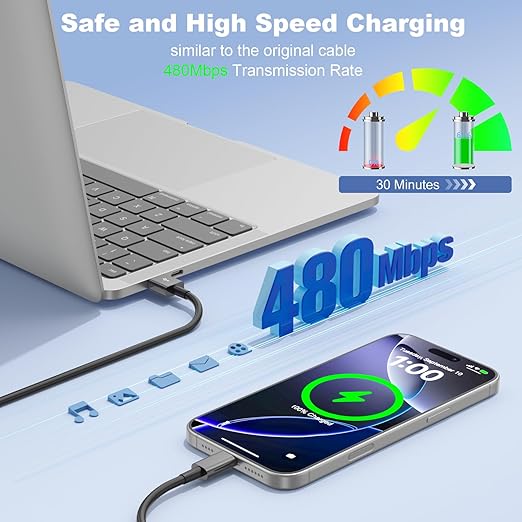 Car Carplay Cable for iPhone 17 Pro Max/Air/16/15 Pro Max/Plus/16e Cables,2Pack USB A to USB C for iPhone USB C Cord,USB C Cable for iPad Pro/iPad Air Android Charger Cord Type-C Charging Cable 6FT