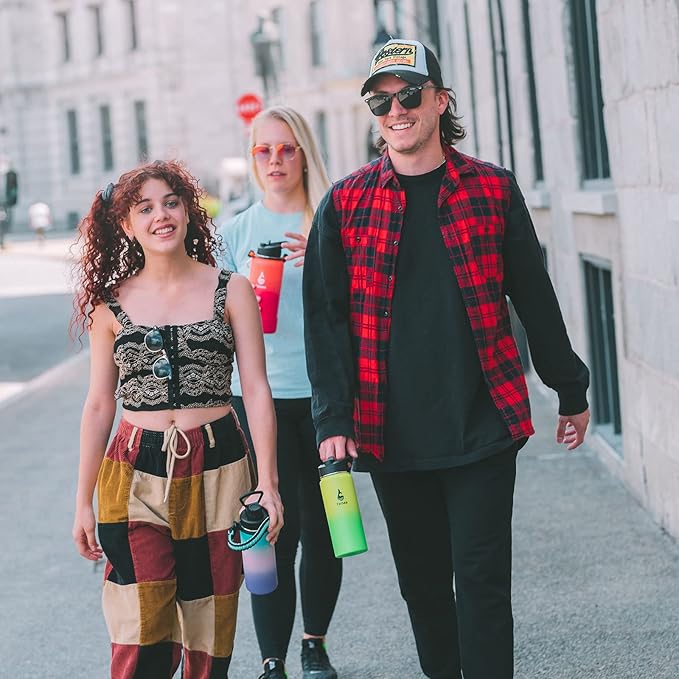 Farsea Insulated Water Bottle With Paracord Handle, Protective Boot and 2 Lids (Straw Lid & Spout Lid), Stainless Steel Water Bottle Wide Mouth, Double Wall Sweat-Proof BPA-Free, 24 oz