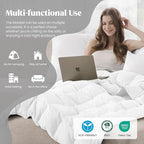 puredown® Queen Size Blanket for Bed, Ultra Soft Lightweight Down & Feather Fill, All Season Blanket, Machine Washable, 88"X90", Pure White