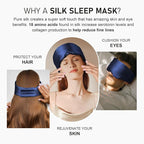 LitBear Silk Sleep Mask for Side Sleeper, Eye Mask Sleeping for Women Men 100% 22 Momme Pure Mulberry Silk, Face-Hugging Padded Eye Cover for Sleeping with Adjustable Band (Midnight Blue)