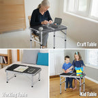 GARLLEN 2ft Folding Camping Table, Portable Picnic Table with 3 Adjustable Height, Lightweight Aluminum Outdoor Table for BBQ, Camping, Dinning, 22.8" L x 15.7" W, Silver