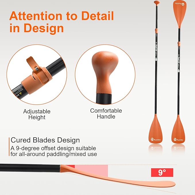 SUP Paddle, Stand Up Paddle Board Paddle Lightweight Adjustable 4-Piece Aluminium Kayak Paddles, Unique Lock Design Floating Alloy Shaft Paddle for Paddle Board