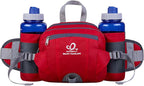 WATERFLY Fanny Pack Waist Bag: Fannie Pack 2 Water Bottle Holders Lumbar Belt Hiking Walking Running Jogging Camping Large Woman Man (Bottle Not Included)