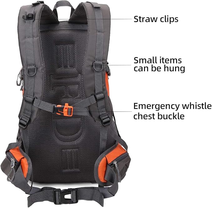 FENGDONG 40L Waterproof Lightweight Outdoor Daypack Hiking,Camping,Travel Backpack for Men Women Orange