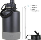 DRINCO Stainless Steel Water Bottle Spout Lid Vacuum Insulated Double Wall Water Bottles Wide Mouth (64oz 40oz 32oz 22oz 18oz 14oz) Leak Proof Keep Cold Sport Camping Hiking