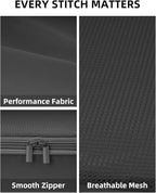 6 Set Compression Packing Cubes, Suitcase Storage Bags for Clothes and Travel Essentials (Pure Black)