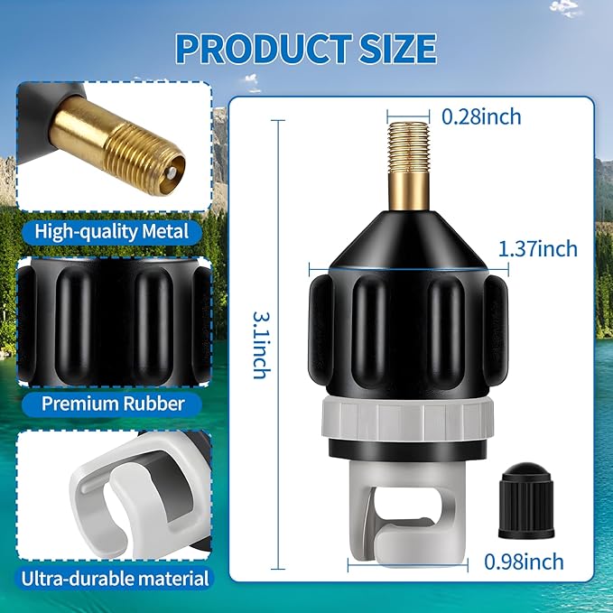 Paddle Board Pump Adapter,High‑Pressure Inflator Nozzle,Premium Inflatable Boat SUP Pump Adapter,Paddle Board Air Pump Adapter,Fits Kayaks,SUPs,Stand Up Paddle Board(Orange & Black)