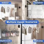 Retractable Clothesline Indoor & Outdoor, 16.2 Ft Non-Sagging Stainless Steel Laundry Washing Line with Wall Mounted Heavy Duty Design, Space-Saving Clothing Drying Rack (1, Black)