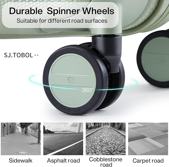 Hanke 24 Inch Luggage Suitcases With Spinner Wheels Lightweight PC Hard Shell Rolling Suitcase With Travel Lock,Checked-Medium 24-Inch(Bamboo Green)