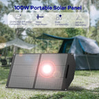 MARBERO 100W Portable Solar Panel 100 Watt Foldable Solar Panel Charger for Power Station, USB/DC Devices 18V Output(10 Connectors) >23% High Efficiency IP68 Waterproof for Camping Outdoor RV Cloudy