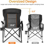 ALPHA CAMP Heavy Duty High Back Camping Chairs with Cup Holder Oversized Folding Chair Outdoor Chair with Headrest,Lawn with Side Pocket for Lawn, Sports and Fishing, 500lbs