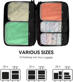Voova 6 Set Compression Packing Cubes, Travel Accessories Expandable Packing Organizer Bags Set for Carry on Suitcase, Durable Luggage Packing Cubes for Travel Essentials, Black